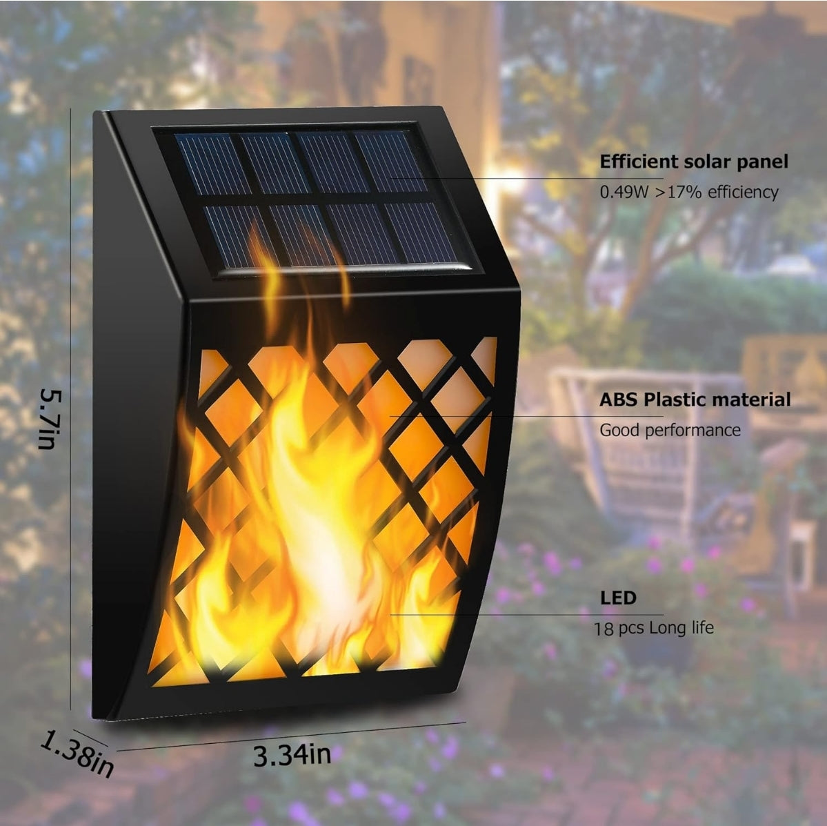 Open Box SEALED Dynaming Solar Flame Wall Lights Outdoor, 8 Pack Solar Powered Wall Lights, Flickering Flame Auto On/Off Wall Mounted Fence Deck Light