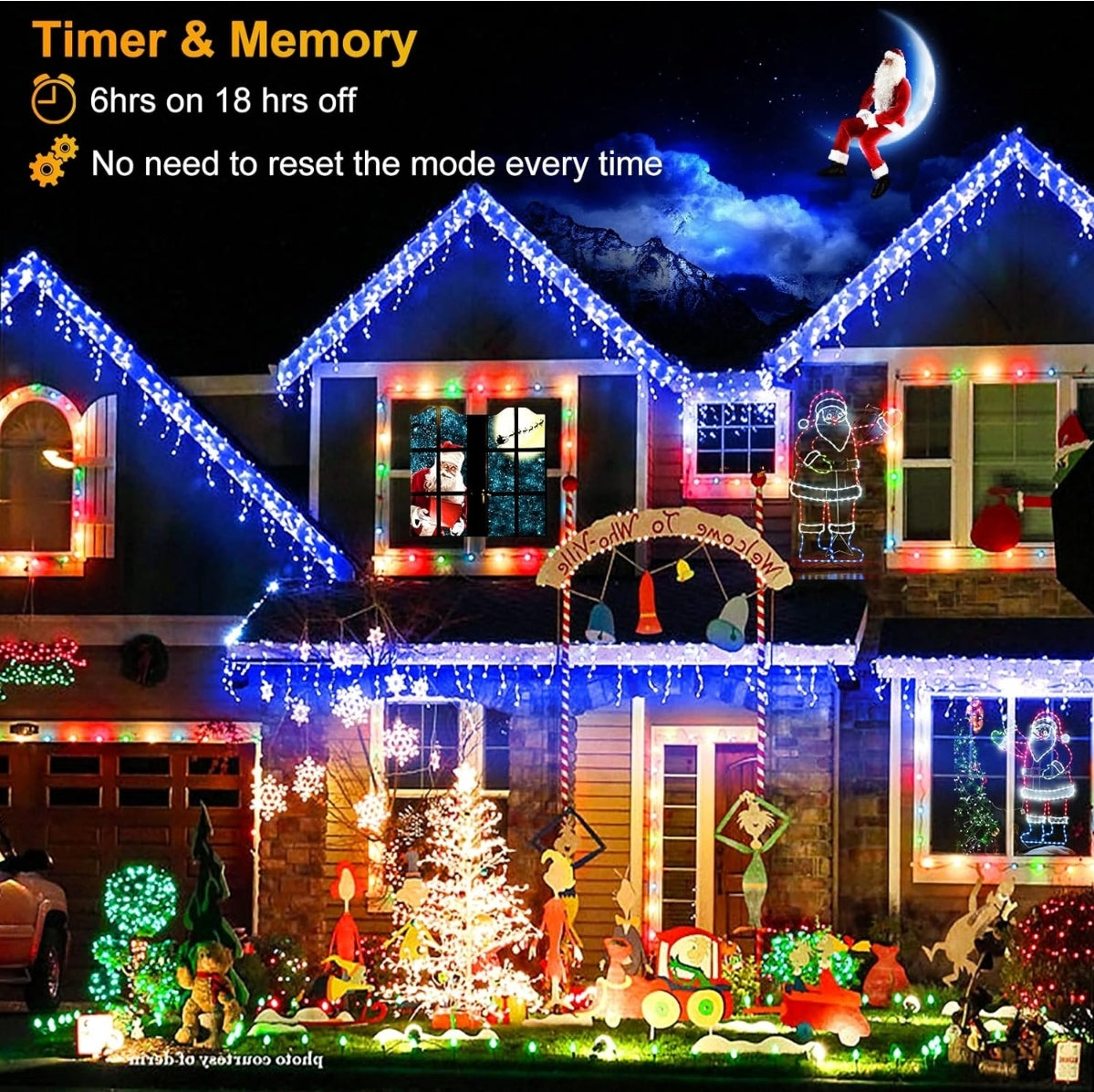 BRAND NEW NIELFOI 99ft Icicle Lights for Outside, Blue Christmas Lights Outdoor Indoor, 1216 LED Twinkle String Light with 228 Drops Short Curtain
