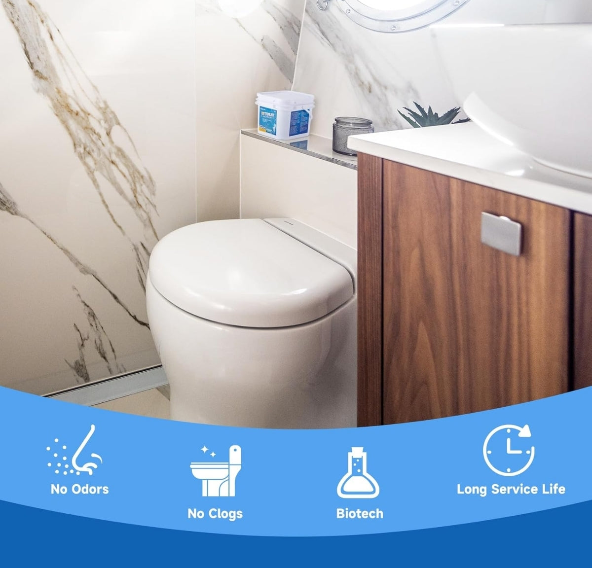 PAULINN RV Toilet Treatment Drop Ins, 50 Packs Septic Tank Treatment Pods Holding Tank Deodorizer for RV Black & Grey Water Tank Camper Mari