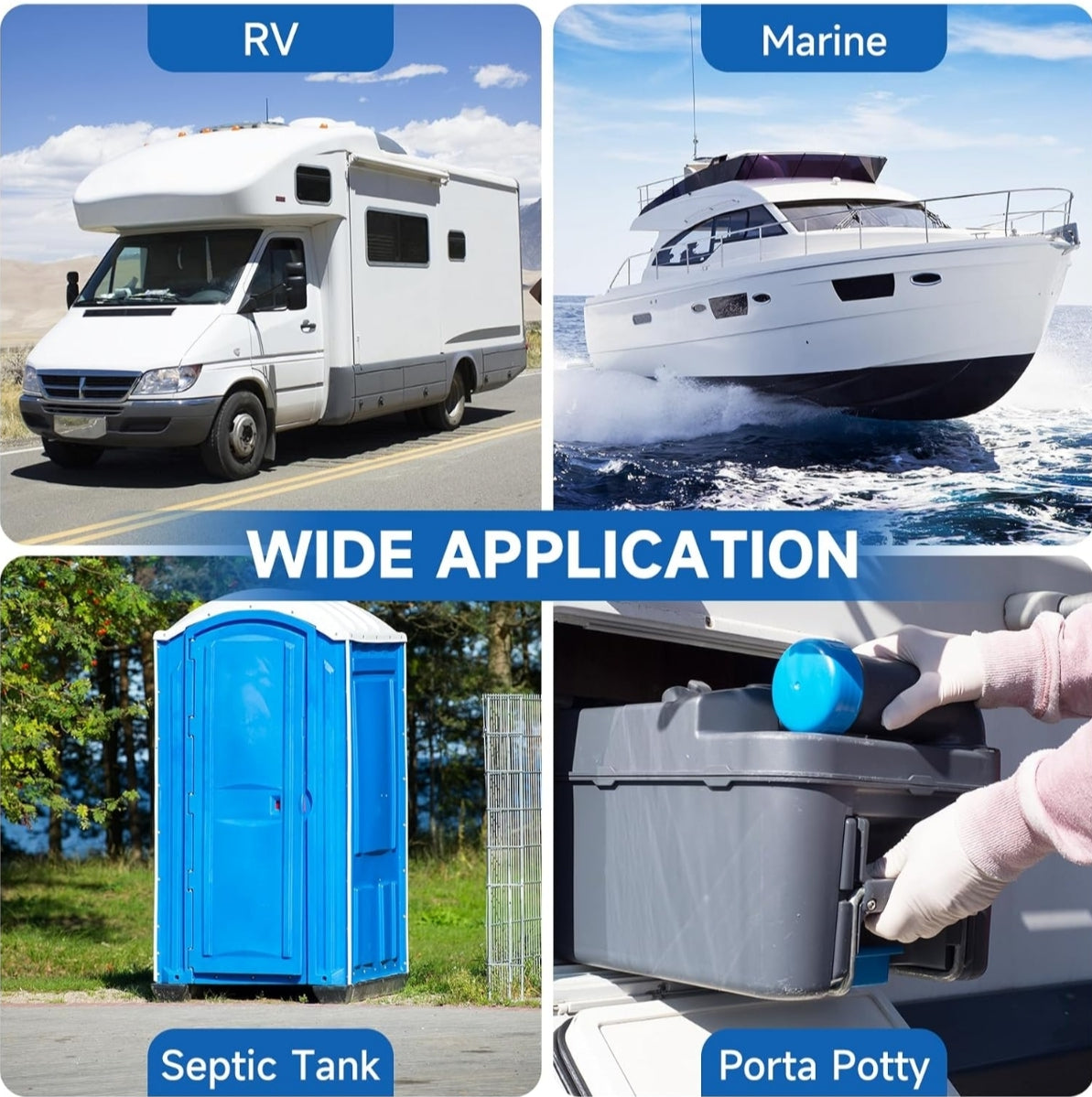 PAULINN RV Toilet Treatment Drop Ins, 50 Packs Septic Tank Treatment Pods Holding Tank Deodorizer for RV Black & Grey Water Tank Camper Mari