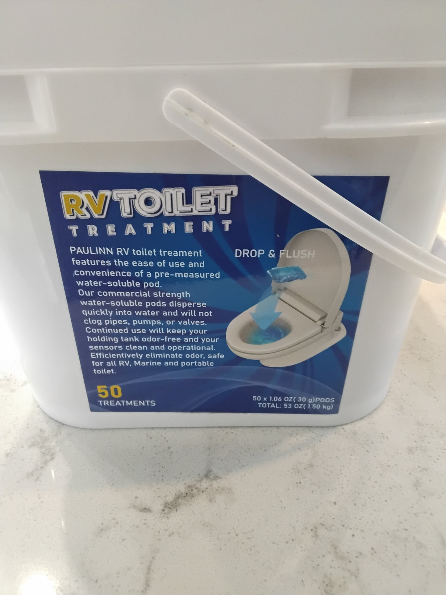 PAULINN RV Toilet Treatment Drop Ins, 50 Packs Septic Tank Treatment Pods Holding Tank Deodorizer for RV Black & Grey Water Tank Camper Mari