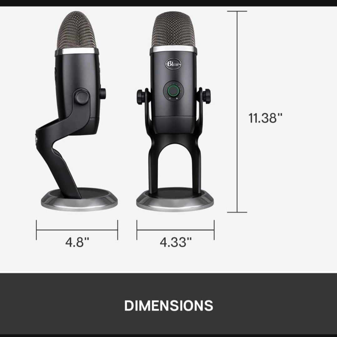 Open Box Logitech for Creators Blue Yeti X USB Microphone for Gaming, Streaming, Podcasting, Twitch, YouTube, Discord, Recording for PC and Mac, 4 Pol