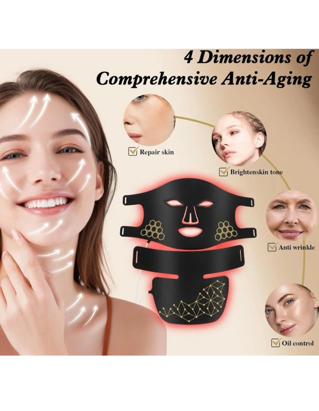 YOEYOU Red Light Therapy for Face and Neck, Infrared LED Mask