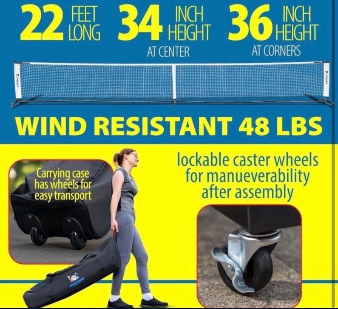 ANYTHING SPORTS Deluxe Heavy Duty Pickleball Net with Wheels 2.0