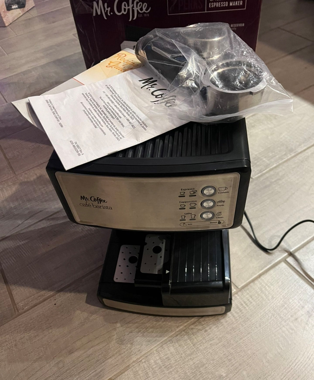 Used Mr. Coffee Espresso and Cappuccino Machine, Stainless Steel, Programmable Coffee Maker with Automatic Milk Frother, 15-Bar Pump, Ideal for Home B