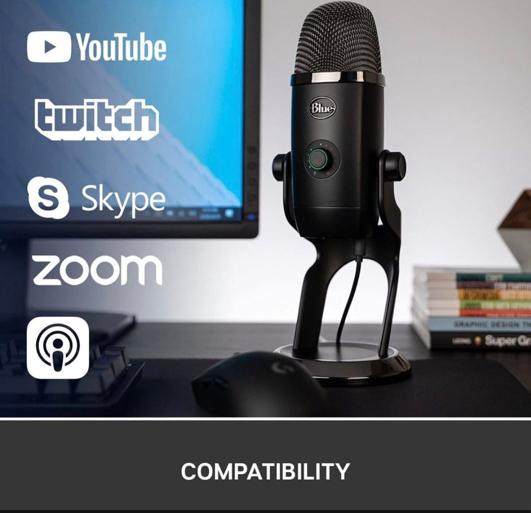 Open Box Logitech for Creators Blue Yeti X USB Microphone for Gaming, Streaming, Podcasting, Twitch, YouTube, Discord, Recording for PC and Mac, 4 Pol