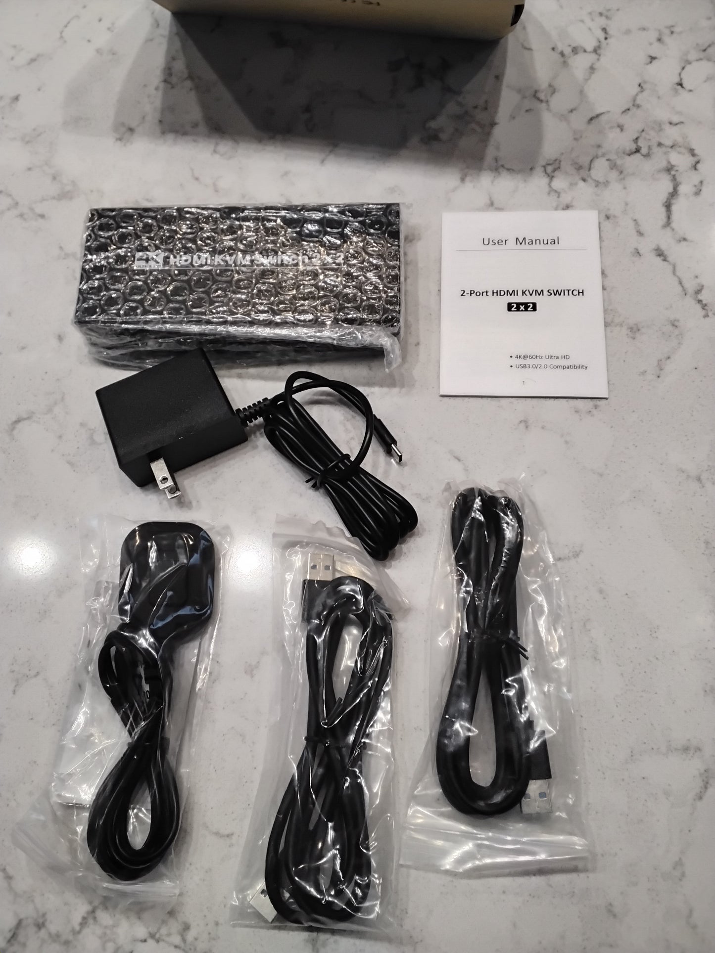 Open Box New Seiryruc HDMI KVM Switch 2 Minitors 2 Computers, USB 3.0 4K@60Hz Dual Monitor HDMI KVM Switch 2 in 2 Out for 2 PC Share 2 Monitors and 1