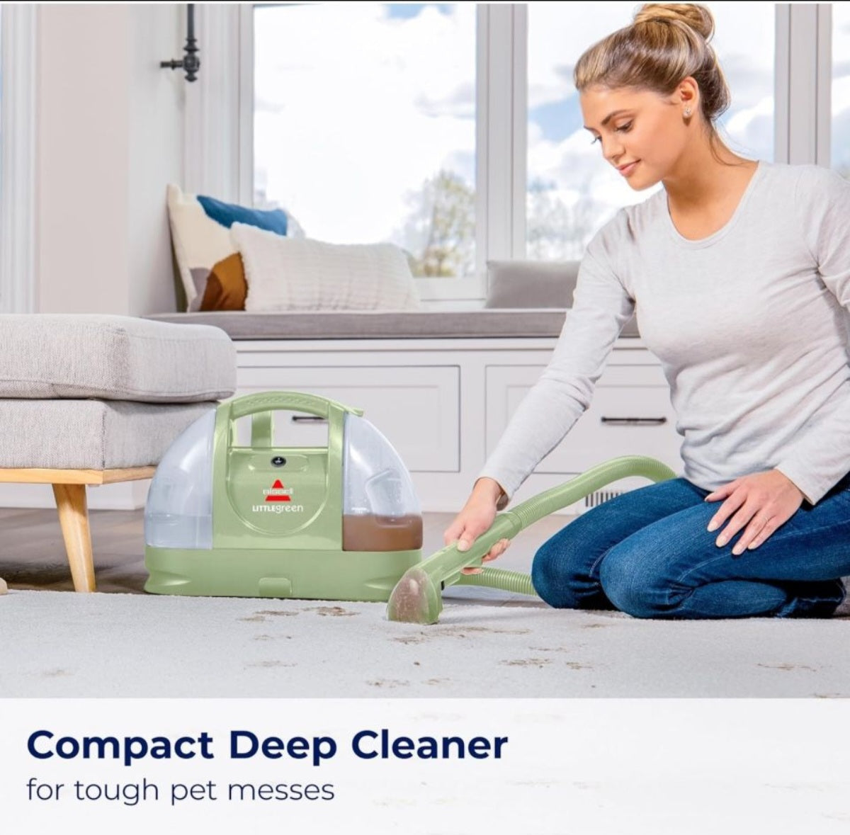 USED BISSELL Little Green Multi-Purpose Portable Carpet and Upholstery Cleaner, Car and Auto Detailer, with Exclusive Specialty Tools, Green,