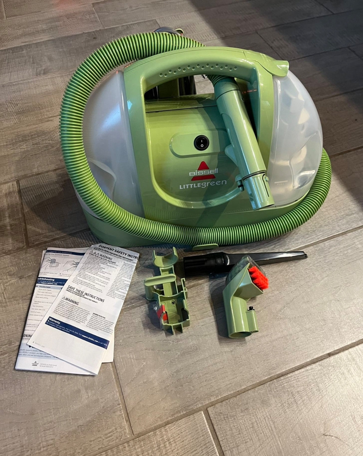 USED BISSELL Little Green Multi-Purpose Portable Carpet and Upholstery Cleaner, Car and Auto Detailer, with Exclusive Specialty Tools, Green,