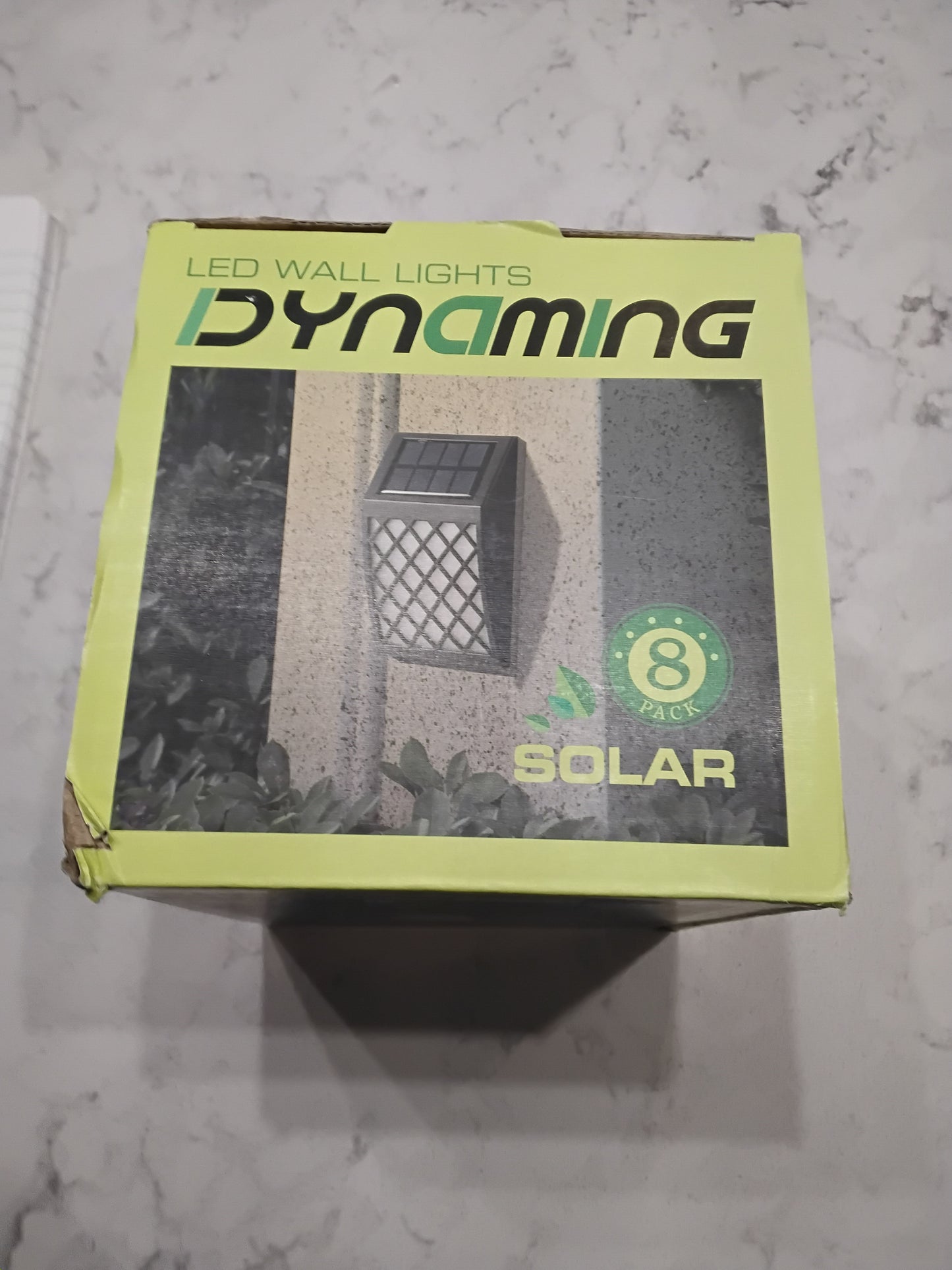 Open Box SEALED Dynaming Solar Flame Wall Lights Outdoor, 8 Pack Solar Powered Wall Lights, Flickering Flame Auto On/Off Wall Mounted Fence Deck Light
