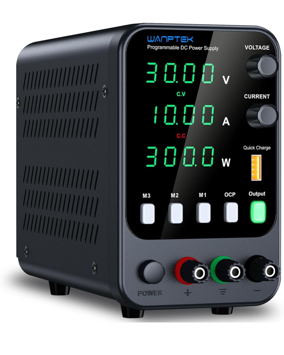 Open Box WANPTEK POWER DC Power Supply Variable 30V 10A Bench Power Supply with 3 Memory Storage, Adjustable Power Supply with Output Switch/OCP