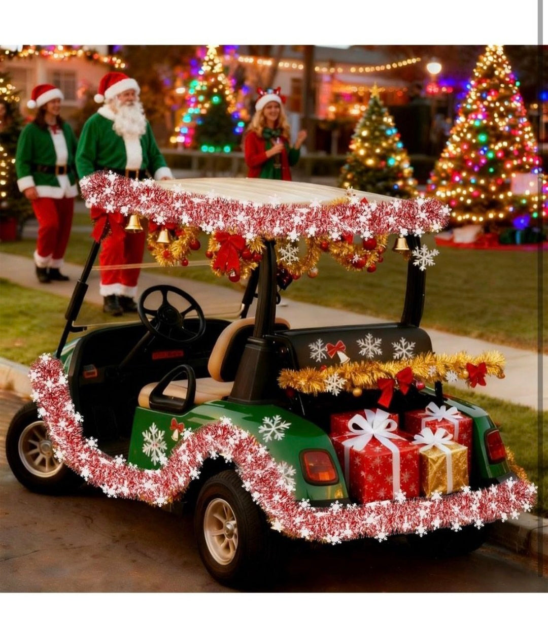 wowscan 50F Red and Snowflake Tinsel Garland )Metallic Twist Shiny Valentine Garland for Xmas Tree Ceiling Hanging Decorations Holiday Wedding Home Party Supplies Indoor Outdoor Decor