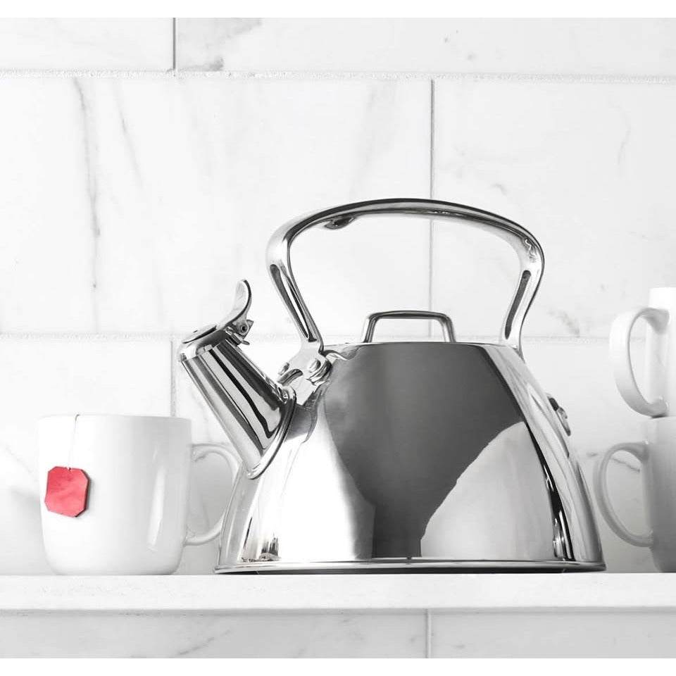 All-Clad Specialty Stainless Steel Tea Kettle 2 Quart Induction Pots and Pans, Cookware Silver