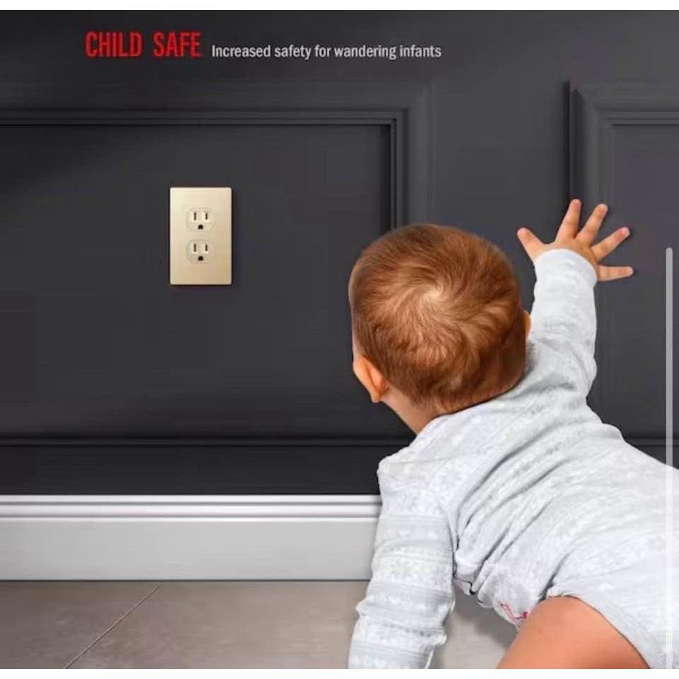 1-Gang Gold Duplex Outlet Plastic Screwless Wall Plate (20-Pack)