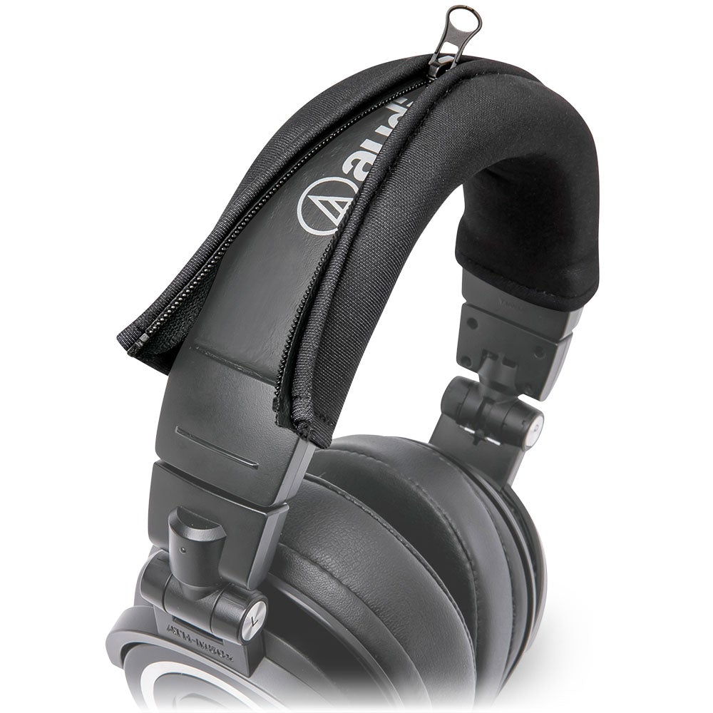 WC BandZ V2 protective neoprene headband cover for Audio Technica ATH M series headphones with zipper and velcro fit