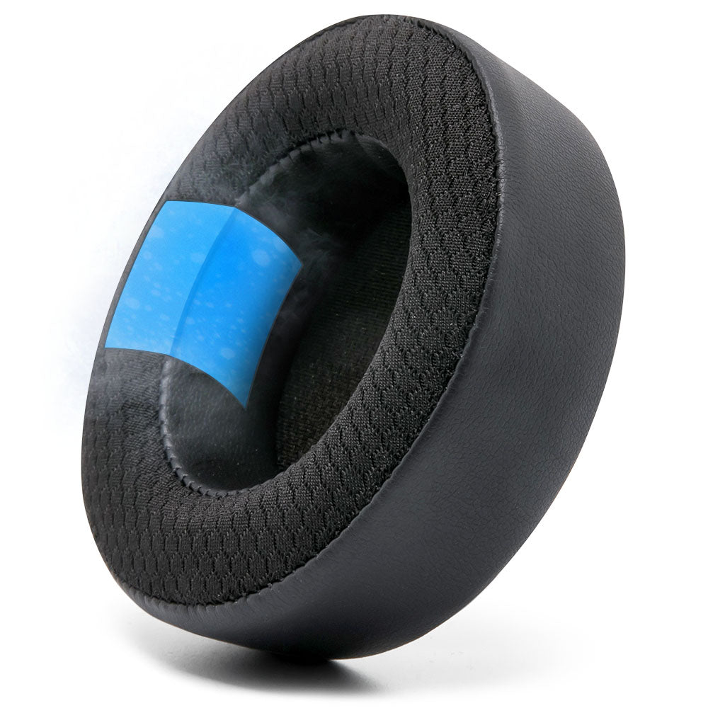 Corsair Virtuoso earpads with cooling gel and breathable fabric for enhanced comfort and sound.