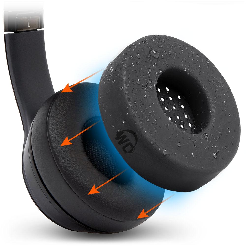 Small WC SweatZ protective silicone earpad covers for Beats Solo headphones, water and sweat resistant, durable, machine washable.