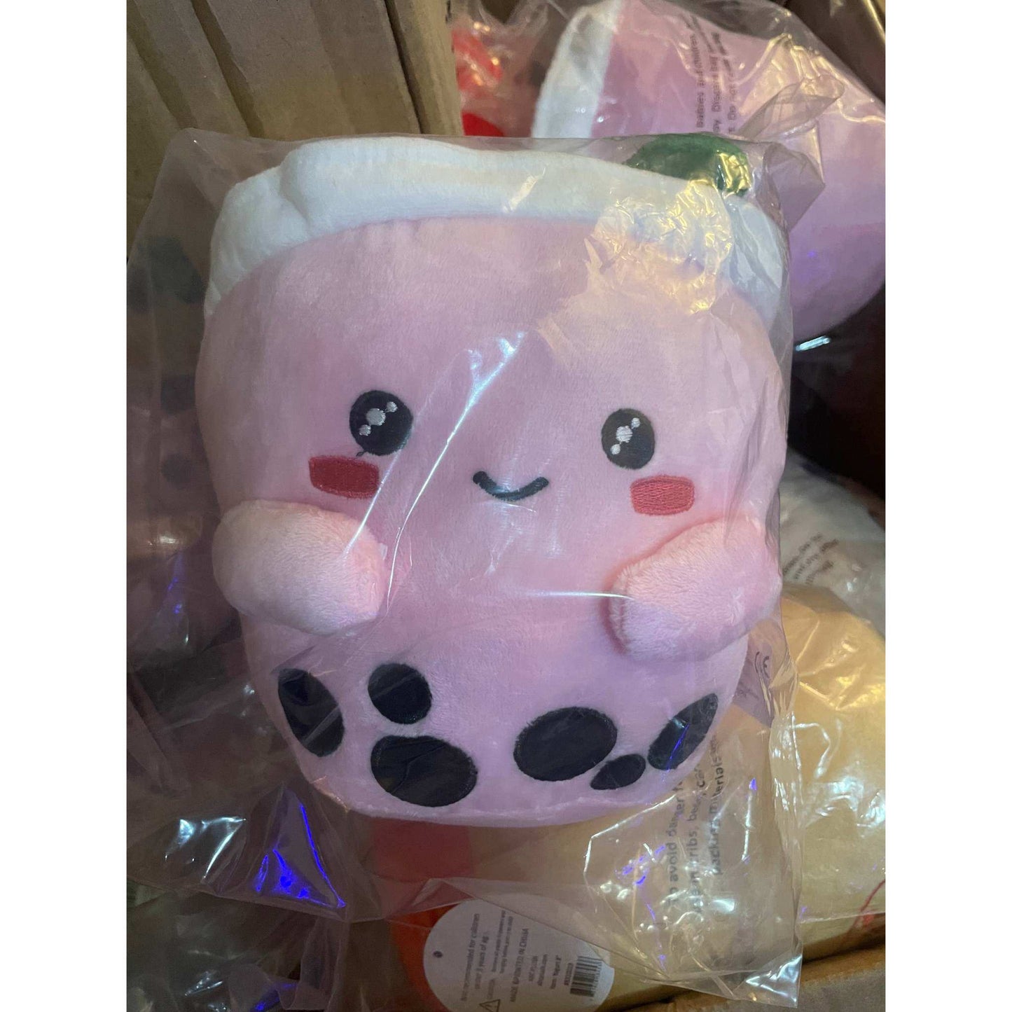 ABC Boba Tea Plush Pink Berry Cute Stuffed Animal Toy 10" - Selzalot