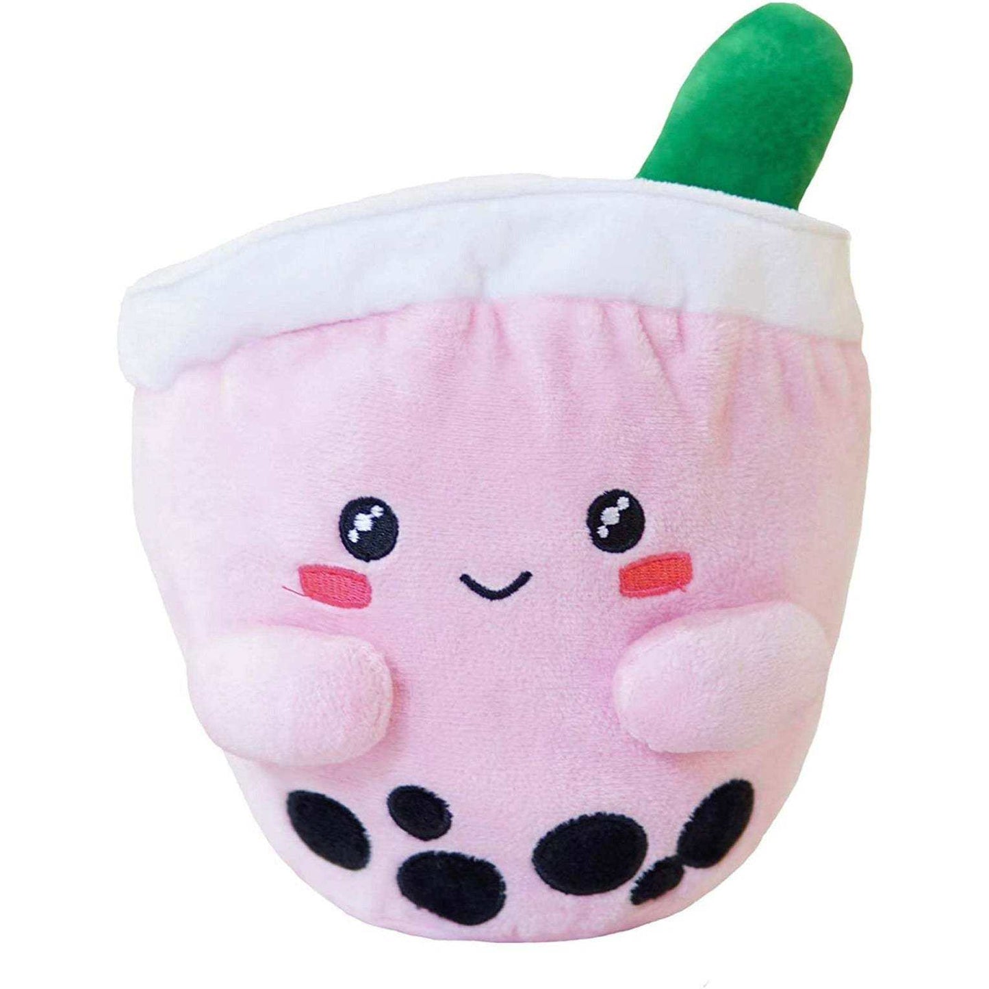 ABC Boba Tea Plush Pink Berry Stuffed Animal Toy, cute 10-inch plushie for boba lovers.