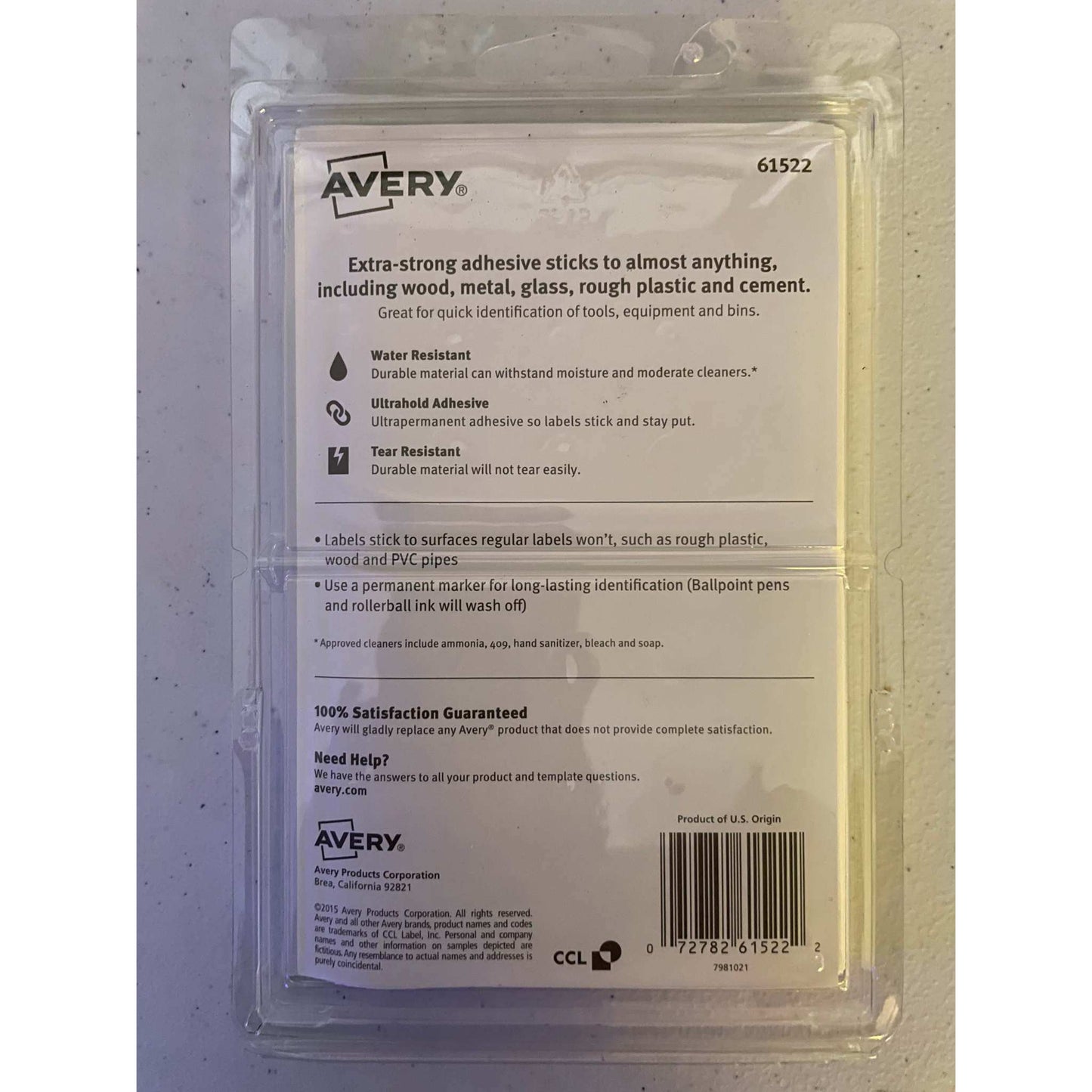 Avery Durable Multi-Surface ID Labels, Handwrite, 1.25" x 3.5", Pack of 40 (61522) - Selzalot