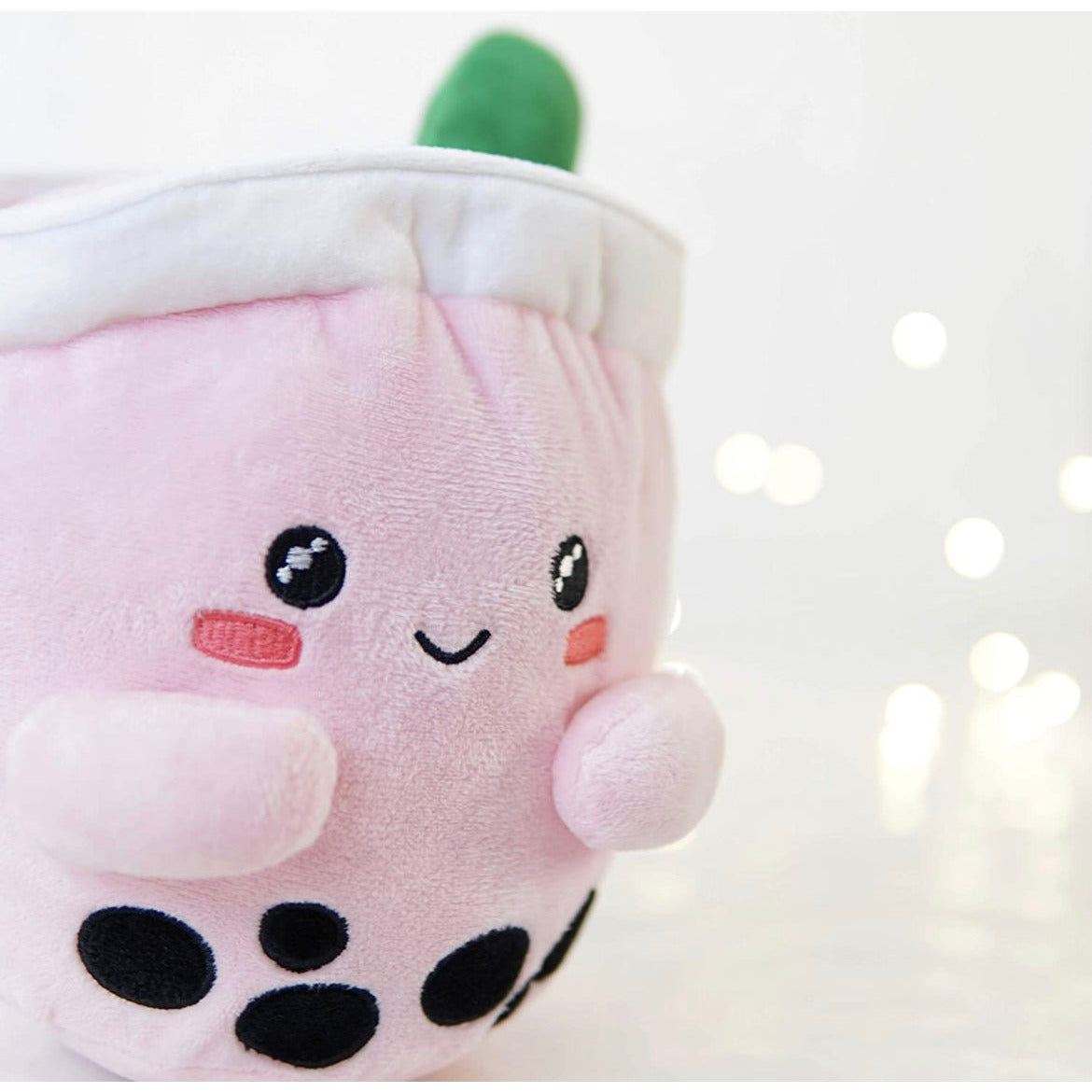 ABC Boba Tea Plush Pink Berry Cute Stuffed Animal Toy 10" - Selzalot