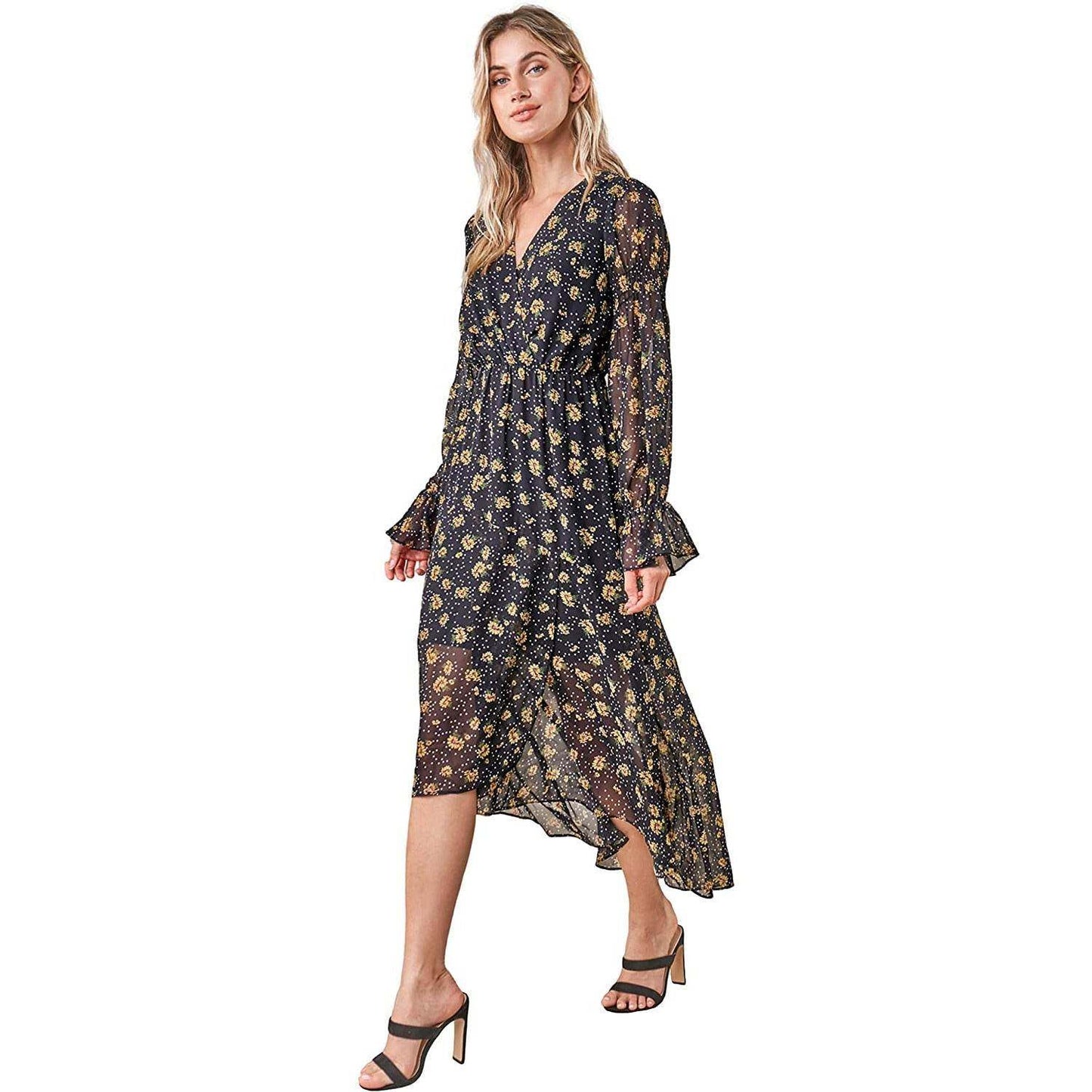 Sugarlips Women's Loving You Floral High Low Maxi Dress, Black-Multi, Small - Selzalot