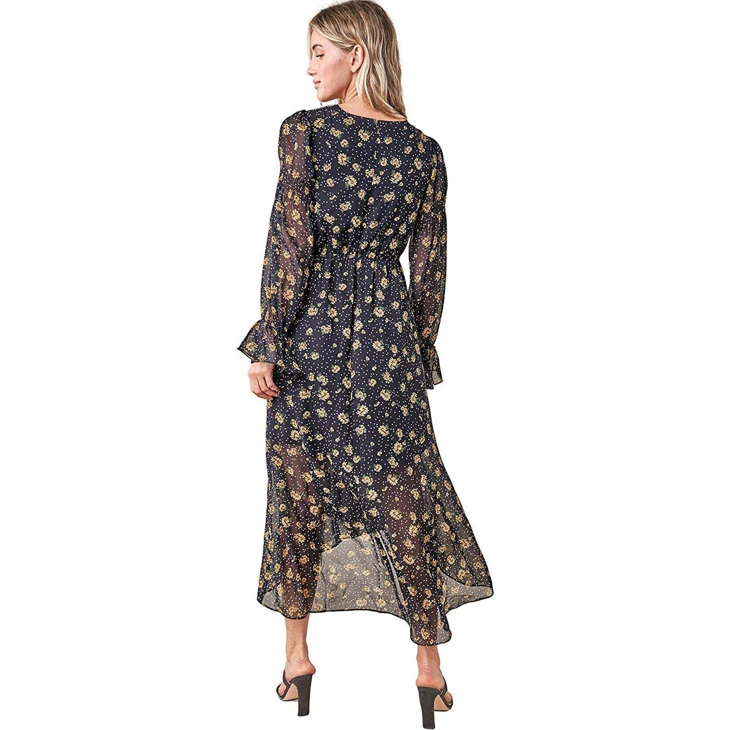 Sugarlips Women's Loving You Floral High Low Maxi Dress, Black-Multi, Small - Selzalot