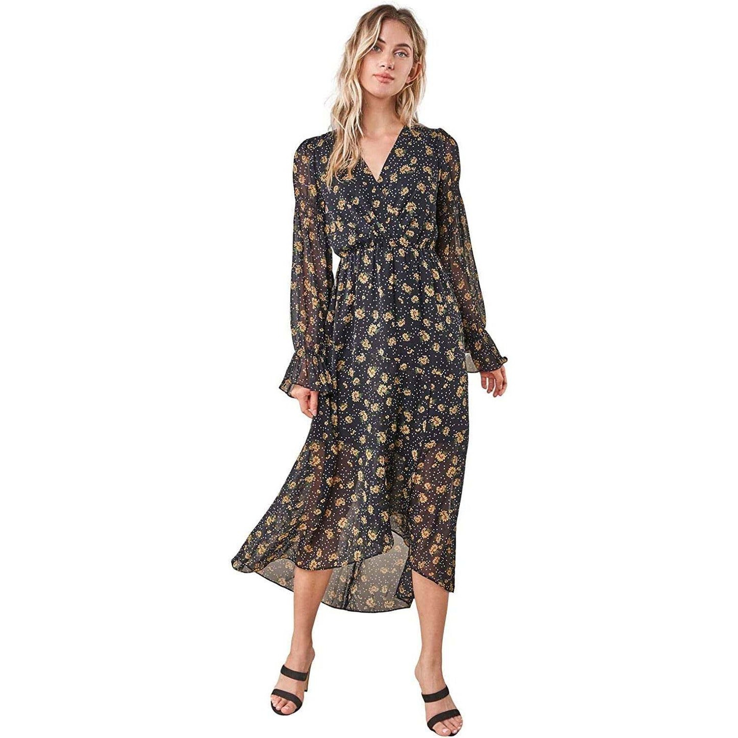 Sugarlips Women's Loving You Floral High Low Maxi Dress, Black-Multi, Small - Selzalot