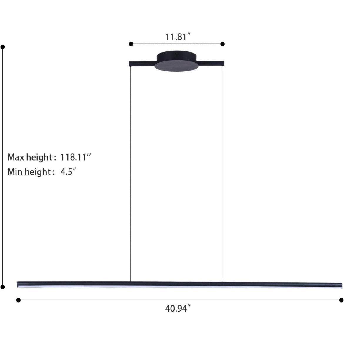 Zicbol Kitchen Island Pendant Lighting 40.94 Inch Linear Light Fixture Chandelier 16W 3000K Warm Light Dimmable LED Hanging Light Fixture for Dining Room, Kitchen, Breakfast Bar, Living Room Black - Selzalot