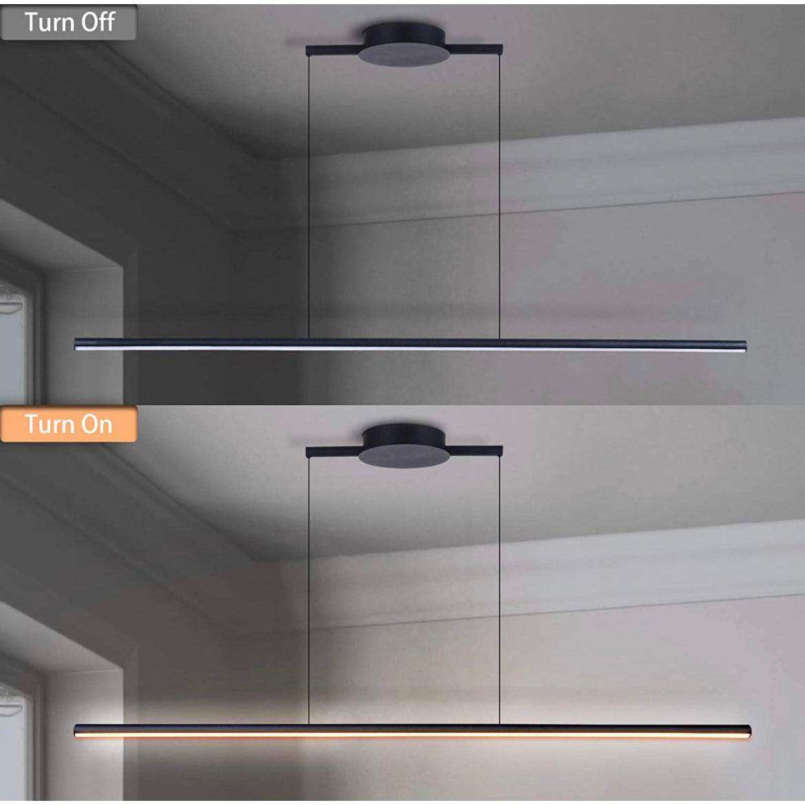 Zicbol Kitchen Island Pendant Lighting 40.94 Inch Linear Light Fixture Chandelier 16W 3000K Warm Light Dimmable LED Hanging Light Fixture for Dining Room, Kitchen, Breakfast Bar, Living Room Black - Selzalot