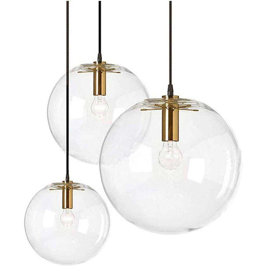 Brikey Spherical Clear Glass Ball Pendant Light Gold Head Glass - Selzalot