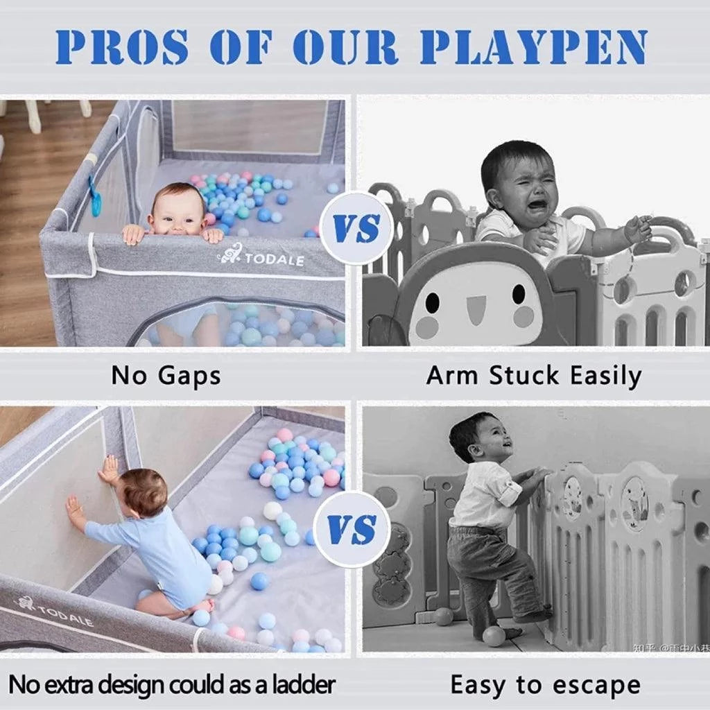 TODALE Baby Playpen for Toddler, Extra Large Baby Playard, Infant Safety Activity Center, Sturdy Babies Playpen (Grey 70”×59”) - Selzalot