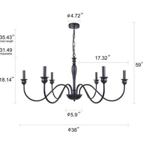 Wellmet 6-Light Farmhouse Chandelier 38 Inch, Farmhouse Light Fixture for Dining Room... - Selzalot