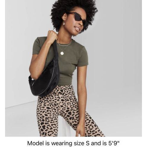 Women's Short Sleeve Cropped T-Shirt - Wild Fable™ XL OLIVE GREEN - Selzalot