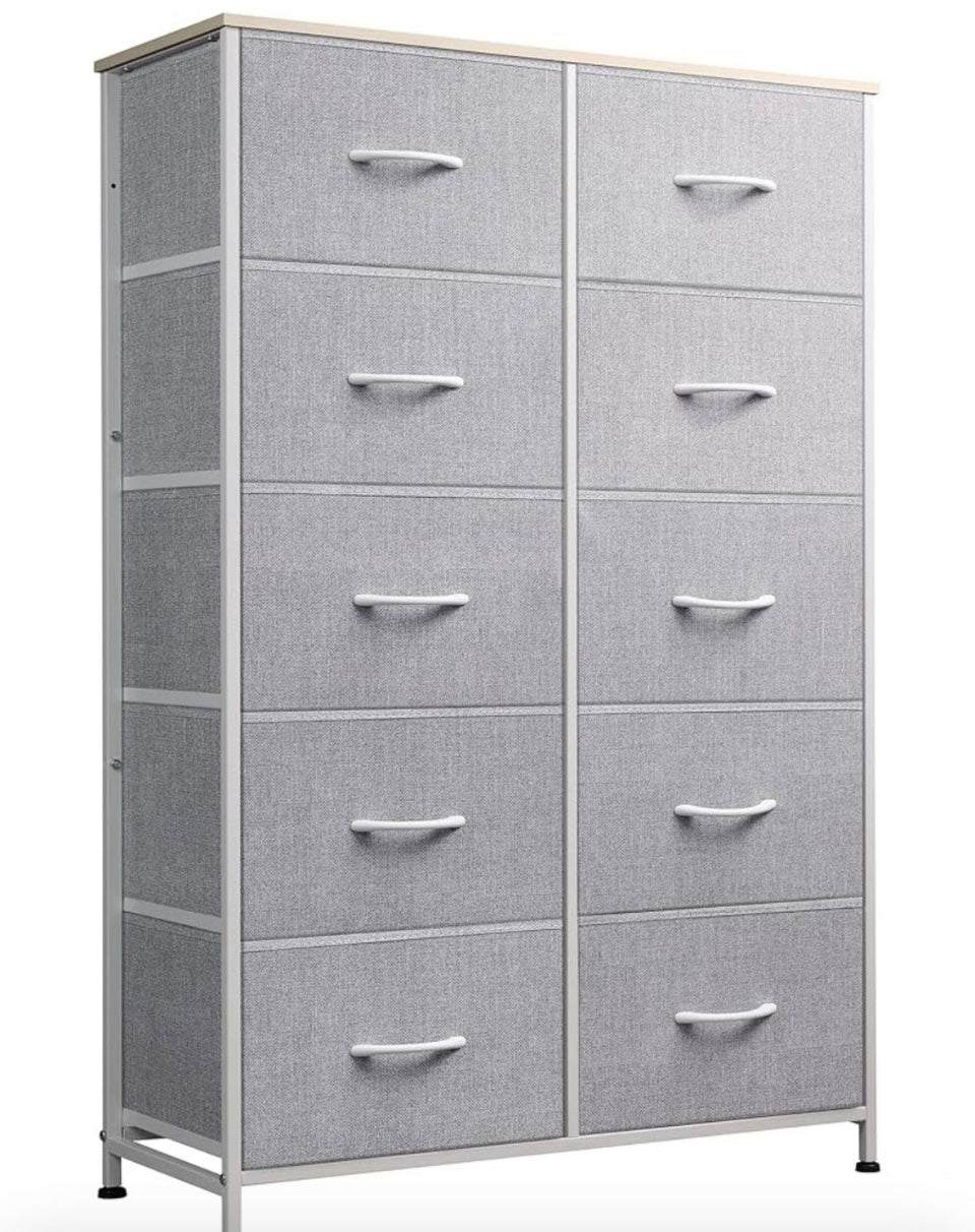 Open box WLIVE Tall Dresser for Bedroom with 10 Drawers, Chest of Drawers, Dressers Bedroom Furniture, Storage Organizer Unit with Fabric Bins for Clo