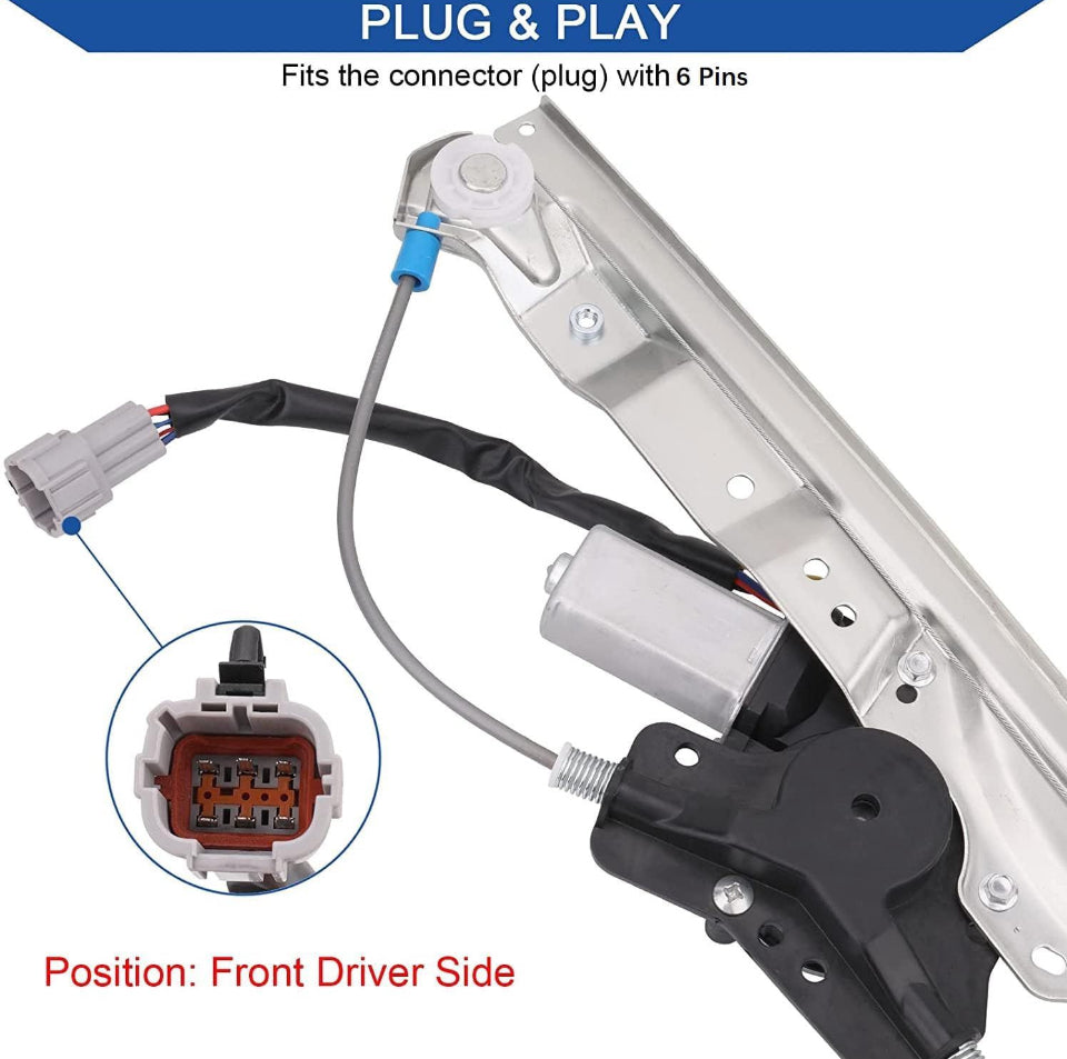 Obaee 748-524 Front Left Driver Side Power Window Lift Regulator with Motor 6 Pins Compatible with Nissan Pathfinder Armada 2004/ Armada 2005-2013/ - Selzalot