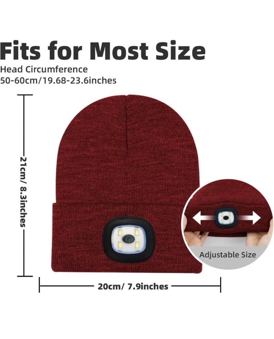 New Biuonk Store Unisex LED Beanie Hat with Light, USB Rechargeable Headlamp