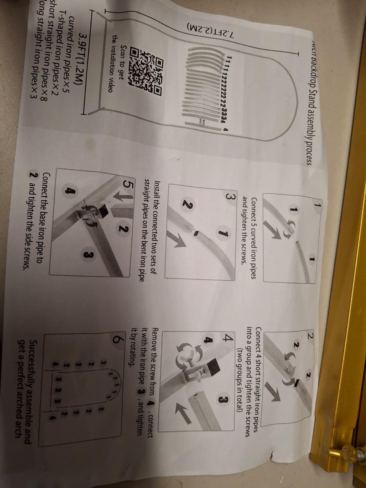 Open Box New Metal Wedding Arch Backdrop Stand, 7.2FT Gold Balloon Arched Frame Stand ,Collapsible Stable Arch Background for Party, Garden Ceremony D