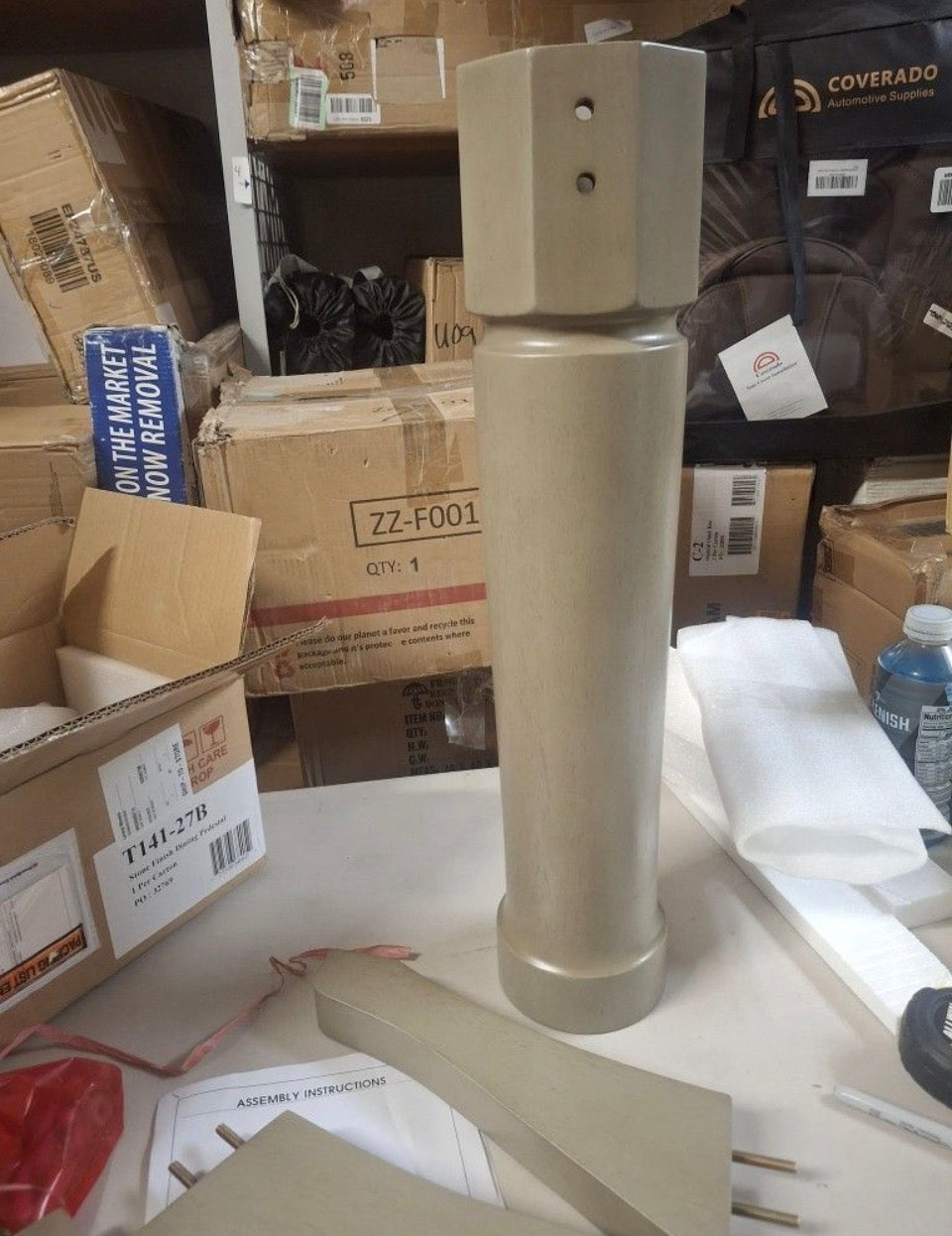 Open Box New International Concepts Hickory/Stone 30 in. Round Top Solid Wood Counter Height Dining Table