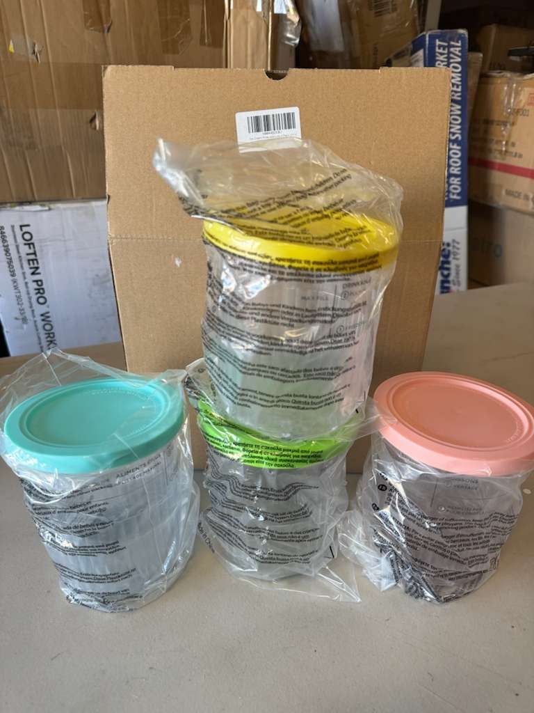 Open Box New YUSFJK Replacement for Ninja Creami Pints and Lids, 4 Pack NC501, Compatible with Ninja NC501 NC500 Series Creami Deluxe ice Cream Makers