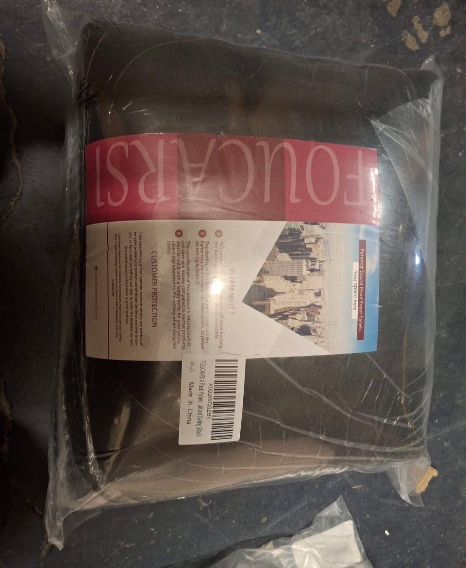 FOUCARSI 4 Pack Pyramid Designed Acoustic Foam Panels, 48"x24"x2"Sound Proof Foam Panels of High Density and Soundproof Wall Panels Fast Expand, Studi