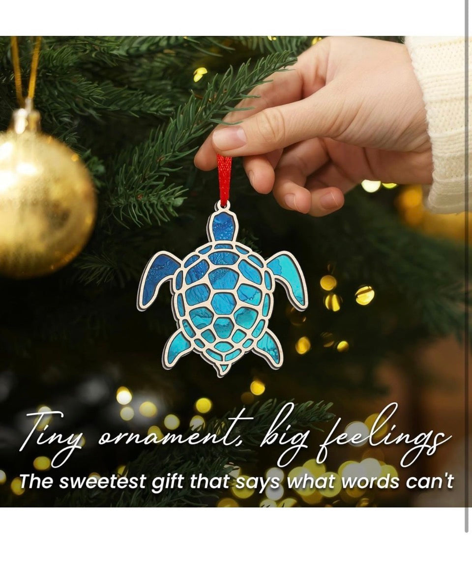 Open Box New FLAGWIX Sea Turtle Gifts for Women Men - Suncatcher Christmas Ornaments 2025 for Tree Decorations - Beach Gifts for Women Mom Animal Love
