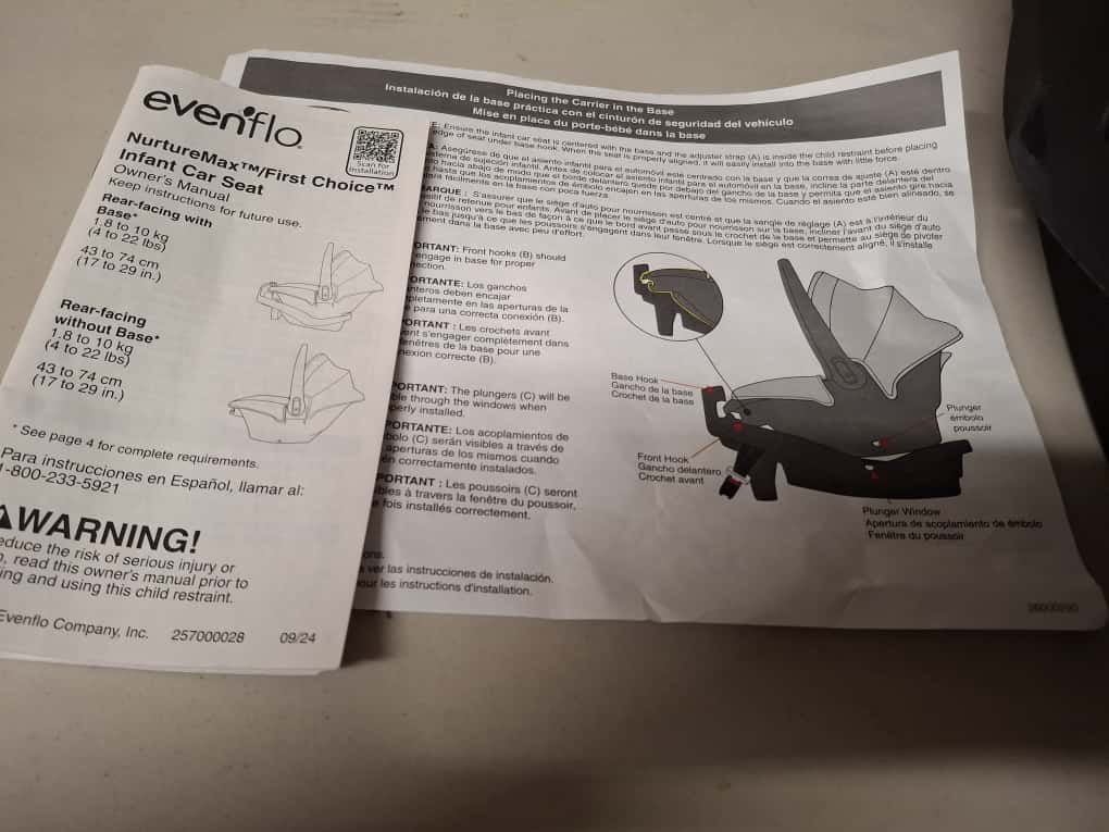 Open Box Evenflo NurtureMax Infant Car Seat (Dallas Blue)