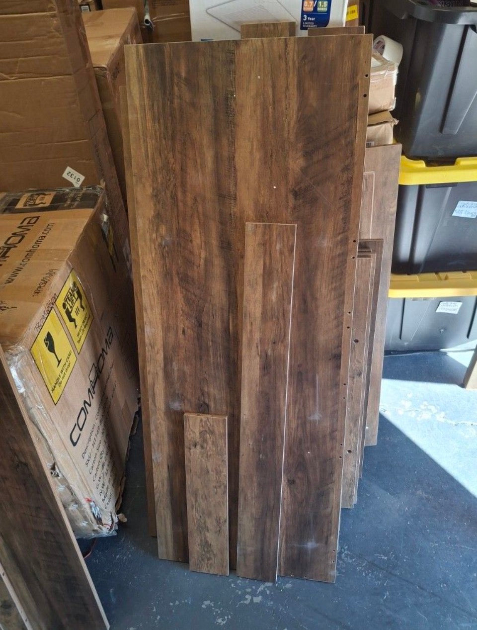 Open Box New BYBLIGHT Kearsten Brown 46.5 in. Bar Cabinet, L-Shaped Home Bar Table with Stemware Racks, 4-Tier Corner Bar Unit for Home Pub