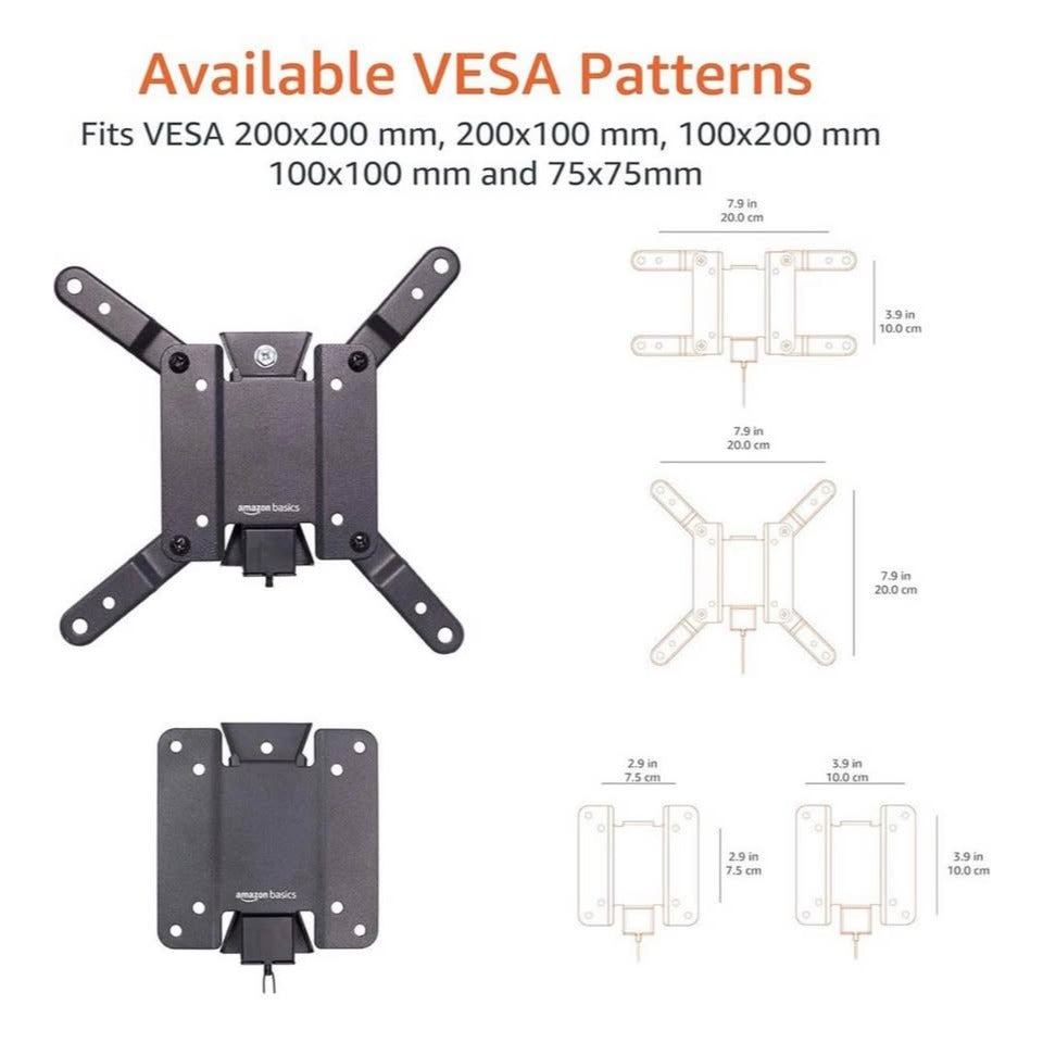Amazon Basics Tilting TV Wall Mount for Wood Studs, Fits 12-40 inch TVs up to 40 lbs, VESA 200x200,