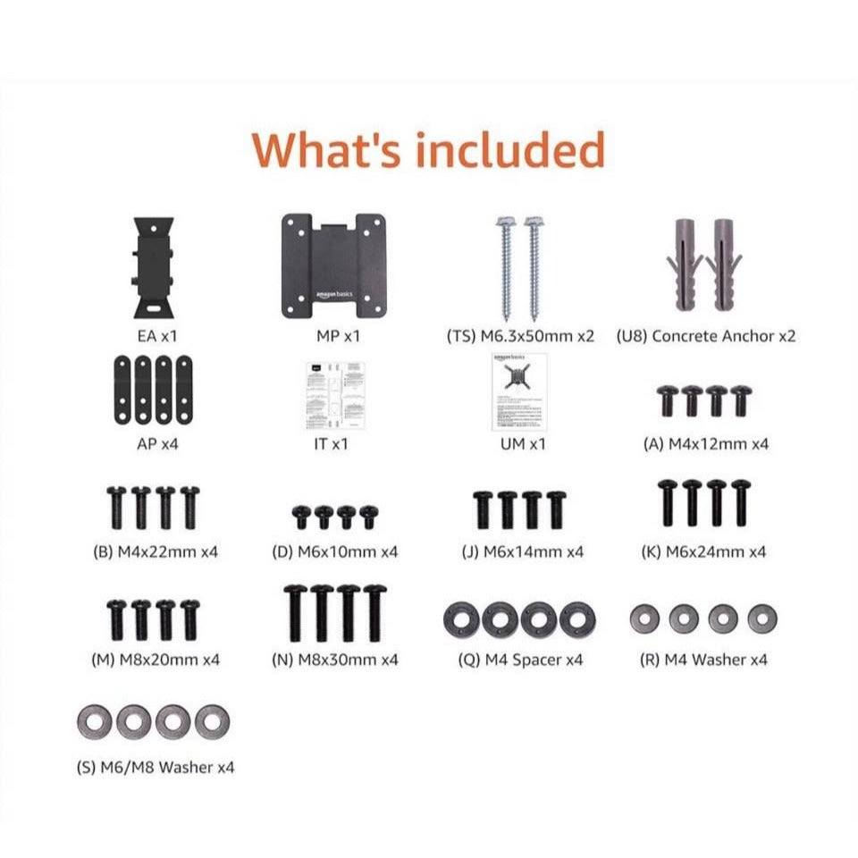 Amazon Basics Tilting TV Wall Mount for Wood Studs, Fits 12-40 inch TVs up to 40 lbs, VESA 200x200,