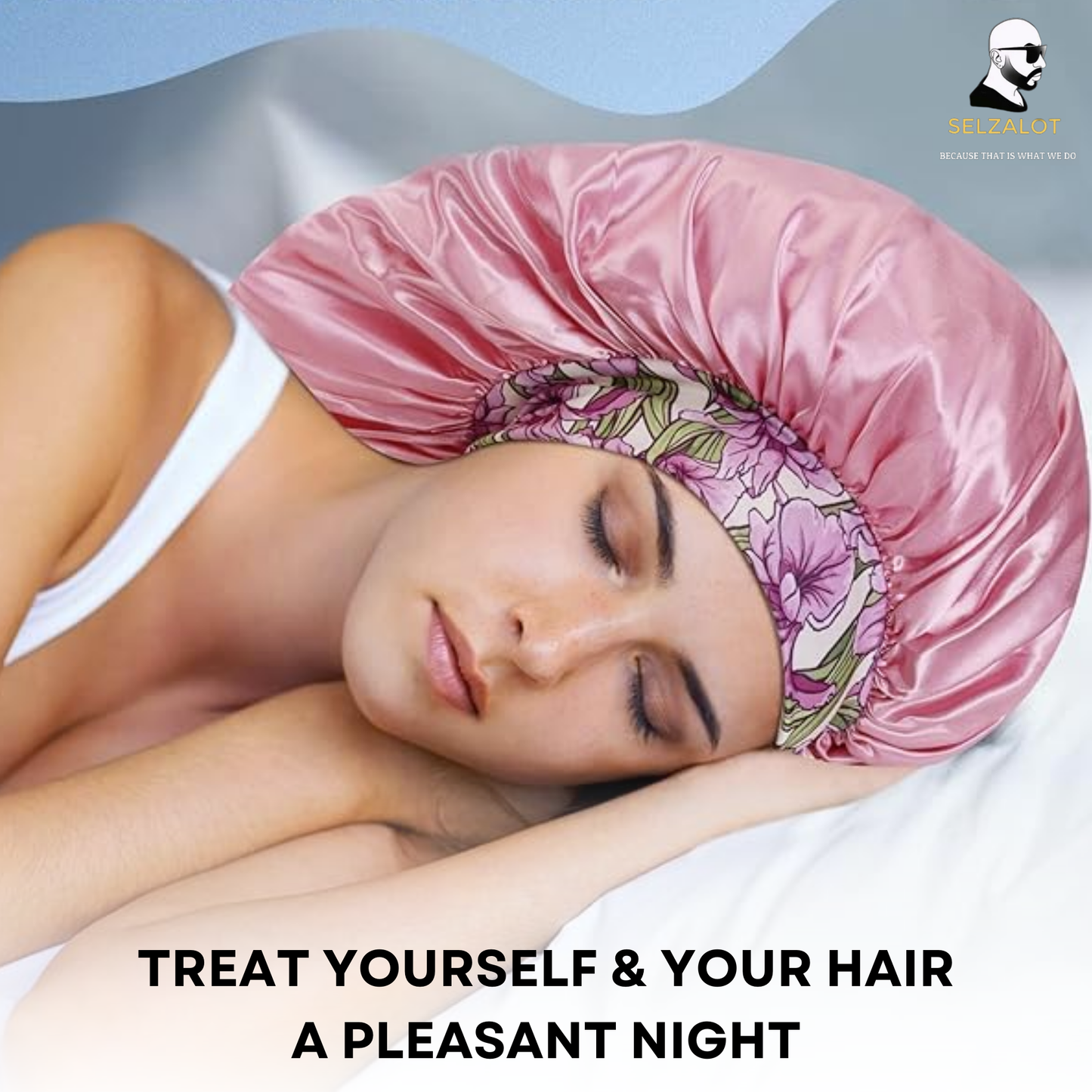Curly Hair Bonnet Sleeping Hair Bonnet for Protecting Hair from Damage/Breakage Cute Bow Design Adjustable Bonnet for Long/Curly/Wavy Hair Sleep Bonnet for Natural Hair Protection