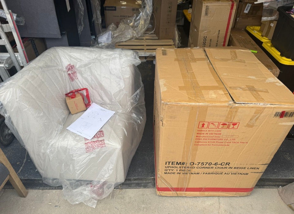 NEW Picket House Furnishings Rizzo Beige Linen Wood Upholstered Dining Corner Chair 1