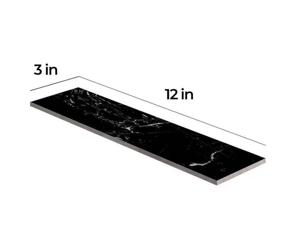 Open Box Corso italia Impero Black 3 in. x 12 in. Marble Look Porcelain Floor and Wall Tile (3.39 sq. ft. /Case)