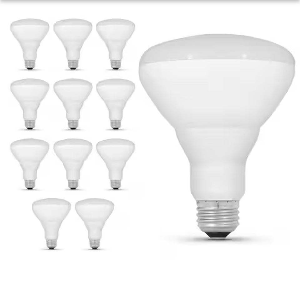 Feit Electric 65-Watt Equivalent BR30 Dimmable LED Light Bulb 12-Pack with Soft White 2700K and High CRI 90+